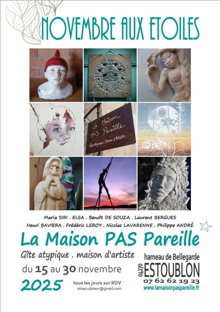 la chapelle de la verrerie - exposition novembre aux etoiles - estoublon la maison pas pareille - sculpture sur pierre - philippe andre